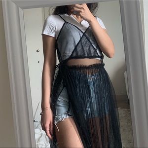 BOUTIQUE SHEER MESH BLACK DRESS